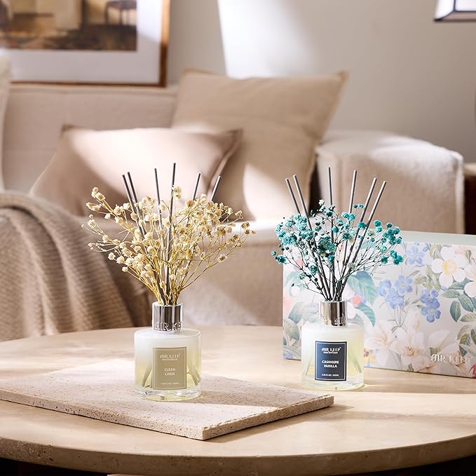 Airkeep Reed Diffuser 3.38 oz (100ml) 2pk,Clean Linen/Cashmere Vanilla Scented Reed Diffuser Set,Reed Diffuser & Oil Diffuser Sticks, Aromatherapy, Home & Kitchen Décor,Fragrance and Gifts