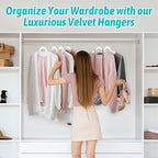Premium Velvet Shirt Hangers 50 Pack, Non-Slip 360° Swivel Hook Slim Felt Hanger, Space Saving Flocked Hangers for Tank Tops, Blouses, Strappy Dresses(White)