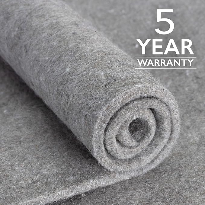 RUGPADUSA - Eco-Plush - 6'x9' - 3/8" Thick - 100% Felt - Extra Cushioned Rug Pad - Available in 3 Thicknesses, Many Custom Sizes
