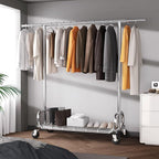 HOKEEPER Clothing Racks Heavy Duty Clothes Rack Adjustable Garment Rack for Hanging Clothes, Portable Coat Rack with Lockable Wheels, for Bedroom, Laundry, Balcony, Living Room 68.89''H*70.86''W*20"D