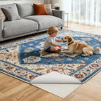 Songrey Non-Slip Rug Pad Round 4 FT, Extra Thick Carpet Pads for Hard Surfaces, Prevents Sliding and Secures Rugs, Provides Floor Protection with Comfort Cushioning
