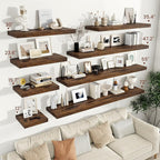 Vivelove 12" Deep Floating Shelves for Wall 16" Long, Wall Shelves for Living Room Bedroom Bathroom Kitchen Laundry Room, Farmhouse Rustic Shelves for Home Decor, 16" X 12" X 2" Set Of 2, Rustic Brown