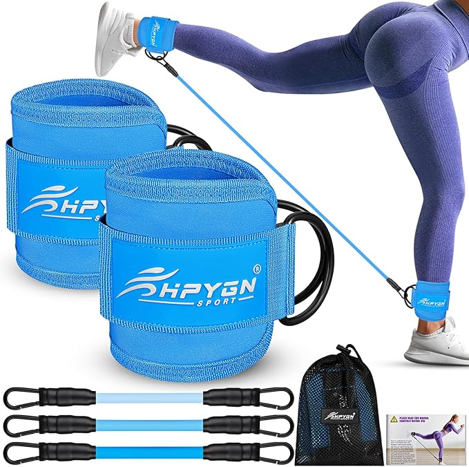 HPYGN Ankle Resistance Bands, Ankle Bands for Working Out with Cuffs, Resistance Bands for Leg Butt Training Workout Equipment for Kickbacks Hip Gluteus Training, Ankle Strap with Exercise Bands
