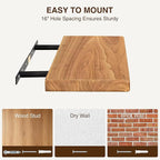 Dreamland 24" Rustic Elm Wood Floating Shelves, 8 Inch Deep Wall Shelves, Wall Mounted Floating Shelf with Invisible Bracket, Heavy-Duty Display Shelf - for Living Room, Kitchen, Bathroom, Set of 2