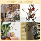 MECCANIXITY 4 Pcs Star Dream Catcher Rings, 12" Dream Catcher Metal Hoops Macrame Wreath Rings Pentagram Floral Hoops for DIY Craft Making Home Wedding Wall Hanging Decoration, Black