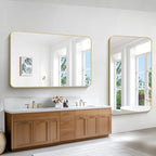 BONEWEI Gold Bathroom Mirror,60x36 inch Wall Mirror for Bathroom Wall Mounted,Round Rectangle Mirror for Bathroom Over Sink,Modern Frame for Home Decor Living Room,Bedroom Entryway,Horizontal/Vertical
