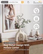 Hug Donut Decorative Vase Set - Modern Nordic Boho Style Vases Home Decor, Matte Ceramic Decorations for Living Room Shelf, Bookshelf Mantle Entryway Table or Console Décor (Cream White)