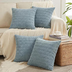 Fancy Homi 4 Packs Decorative Throw Pillow Covers for Living Room Couch Bed, Modern Farmhouse Boho Home Décor Accent Cushion Case, 22" x 22", Light Blue