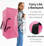 6 Pack Heavy Duty Extra Large Moving Bags W/Backpack Straps - Strong Handles & Zippers, Storage Totes For Space Saving, Fold Flat, Alternative to Box and Bin (40 gal, Pink)