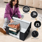 Fab totes Storage Bags,Clothes Blanket Storage Bins Foldable Closet Organizers with Reinforced Handle for Home Dorm Storage and Organization,Fabric Bags for Organizing Sheets,Clothing (Black,6 Pack)