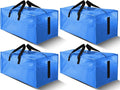 4 Pack Large Strong Moving Bags with Zippers & Carrying Handles - Water-Resistant - Heavy Duty Storage Tote for Space Saving, Fold Flat, Alternative to Moving Box (Sky Blue)