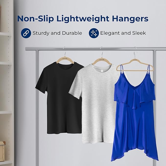 SereneLife 10 Pack Velvet Hangers - Non-Slip with 360° Swivel Hook - Ultra-Thin, Lightweight Velvet Hangers for Shirts, Sweaters, Hoodies, Kids Clothes & Dresses - Space-Saving