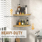 Fun Memories Corner Shelf Wall Mount, Corner Floating Shelves, Set of 4 Corner Wall Shelf Organizer, Rustic Wood Wall Storage Display Shelves for Living Room Bedroom Bathroom Kitchen, Oak