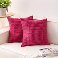 Aegero Pack of 2 Corduroy Decorative Throw Pillow Covers 18x18 InchSoft Boho Striped Pillow Covers Modern Farmhouse Home Decor for Sofa Living Room Couch Bed（Rose Red）