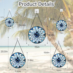 Stained Glass Suncatcher, Blue White Multi-Petal Flowers Sun Catcher Landscape Stain Glass Window Hanging Decoration Mother's Day Birthday Gifts for Women Men Mom Nana 15 in