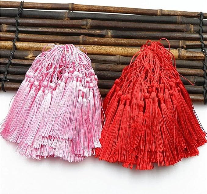 Tassels for Decoration 13cm/5 Inch Silky Floss Bookmark Tassels Hanging Rope for Jewelry Making DIY Craft Accessory(Pink)