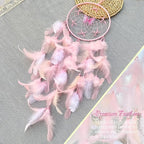 Handmade Feather Dream Catchers, Dream Catchers for Girls with Butterfly, Art Room Decoration for Kids Bedroom, Home Decoration Wedding Party Blessing Gift (Pink)
