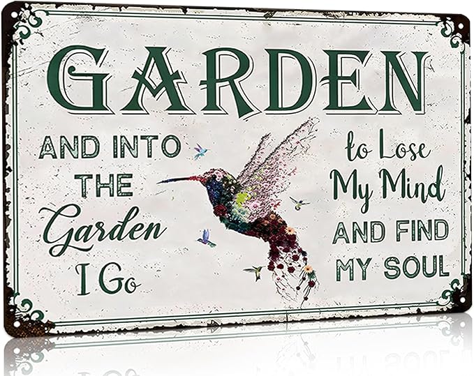 Bestylez Gardening Gifts Vintage Gardening Signs Into The Garden To Lose My Mind Tin Sign for Home Garden Greenhouse Living Room Bedroom Yard Cottage Outdoor Decor 8X12 Inch (3358)