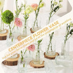 Mini Bud Vases Centerpieces for Tables,Clear Bud Vases for Flowers,Small Flower Vases Suitable for Birthday Party,Anniversary,Wedding Reception,Baby Shower (Clear, 12PCS)