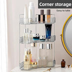 YCIA&DONE Corner Bathroom Counter Organizer, Makeup Organizer for Vanity, Skincare Cosmetic Perfume Tray, Corner Countertop Shelf Rack Storage for Bathroom Kitchen 3Tiers (Smoky Gray)