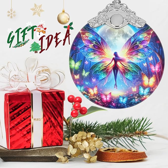 Butterfly Elf Stained Glass Orament - Christmas Ornament - Christmas Decorations for Tree - Holiday Present ldeas - Gift Exchange