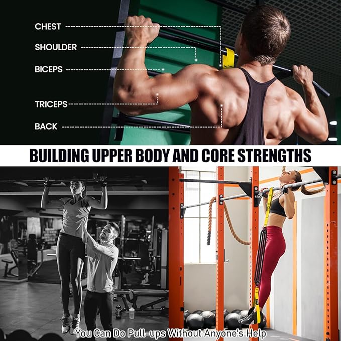 Pull Up Assistance Bands 260lbs, Heavy Pull Up Bands Resistance Bands for Pull Ups Working Out with Feet Rest, Pull Up Bar Bands Assistance Bands Strength Training Workout Equipment, Height Adjustable