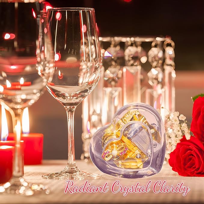A Time for Us Music Box,Heart-Shaped Clear Mechanical Music Box,Gifts for Birthday Christmas Wedding Valentine's Mother's Day. (Romeo and Juliet)
