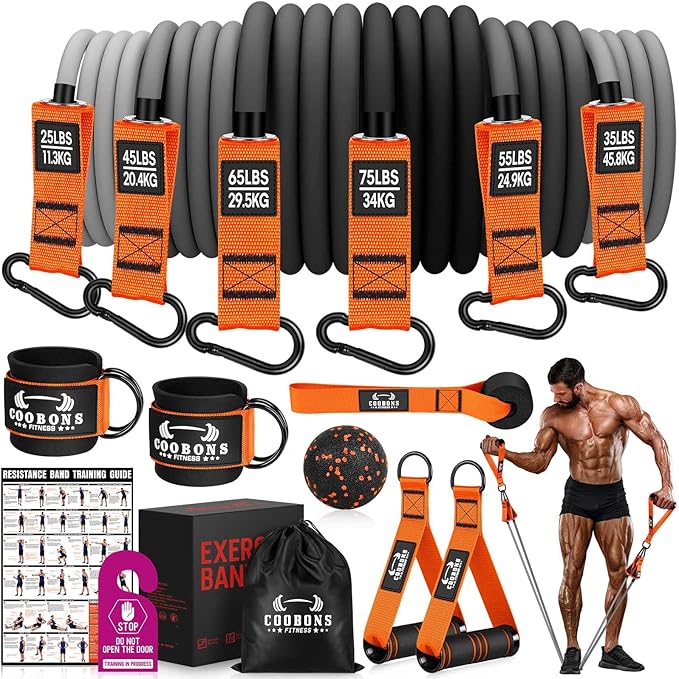 Heavy Resistance Bands for Working Out, 300LBS Exercise Bands with Handles, Workout Bands for Men, Weight Fitness Bands Set for Muscle Training, Strength, Slim, Yoga, Home Gym Equipment