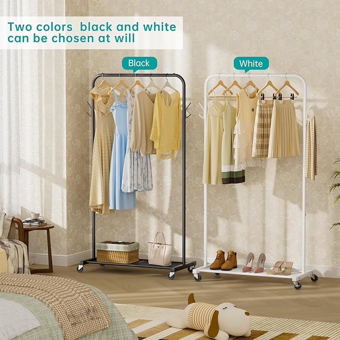 SINGAYE Clothes Rack Garment Coat ：Drying Clothing Racks Metal Freestanding for Hanging Clothes Portable Closet for Laundry Bedroom Black
