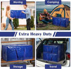 6 Pack Extra Large Heavy Duty Moving Bags with Reinforced Zipper & Wide Handles, Moisture-Resistant Storage Bins Packing Cubes for Clothes, College Dorm, Travel, and Home Organization, Blue