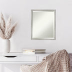 Amanti Art White Wall Mirror 21x17 Shiplap White Narrow Rectangle Bathroom Mirror for Wall Decor Living Room, Small Cottage Wood Frame, Hangs Horizonally and Vertically, Bathroom Decor, Beveled Edge