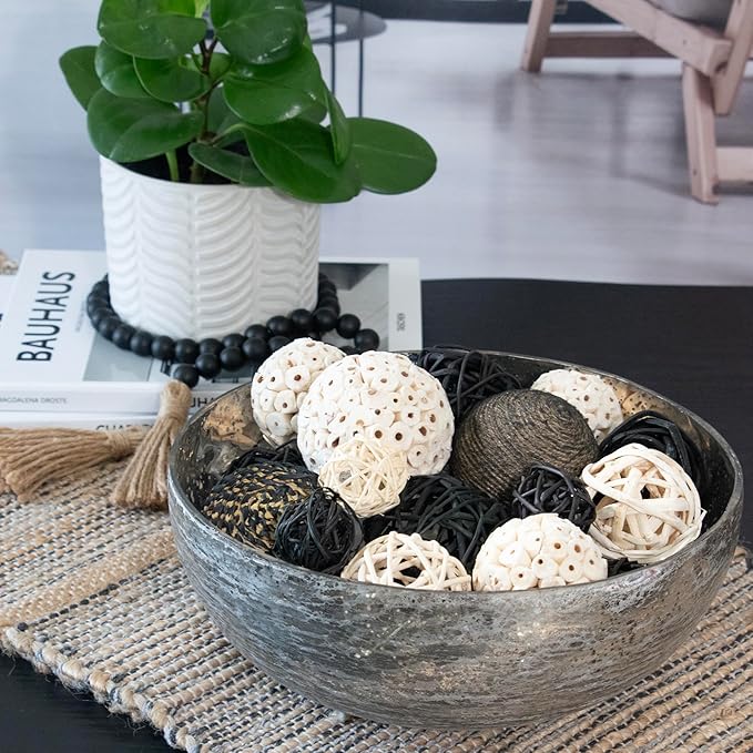 ANDALUCA Decorative Balls Bag Bowl Filler Home Decor (Black & White)
