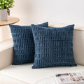 Aegero Pack of 2 Corduroy Decorative Throw Pillow Covers 18x18 InchSoft Boho Striped Pillow Covers Modern Farmhouse Home Decor for Sofa Living Room Couch Bed（Teal）