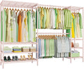 Ulif E11 Heavy-Duty Garment Rack, Metal Freestanding Clothes Rack and Closet Storage Organizer System with 8 Shelves and 4 Hanger Rods, (73.2-97.6)" W x 14.5" D x 71.2" H, Load 1034 LBS, Pink