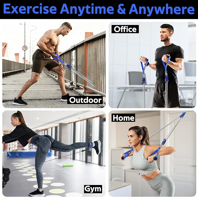 WALITO Resistance Bands Set - Exercise Bands with Handles, Door Anchor, Legs Ankle Straps, for Heavy Resistance Training, Physical Therapy, Muscle Training, Yoga, Home Workouts, Gym