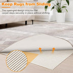 Songrey Non-Slip Rug Pad 5x8 FT, Extra Thick Carpet Pads for Hard Surfaces, Prevents Sliding and Secures Rugs, Provides Floor Protection with Comfort Cushioning
