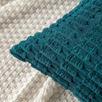 MIULEE Pack of 2 Corduroy Decorative Lumbar Throw Pillow Covers 20x12 Inch Soft Boho Striped Pillow Covers Modern Farmhouse Home Decor for Summer Coastal Sofa Living Room Couch Bed Teal