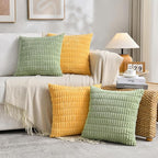 Fancy Homi 4 Packs Decorative Throw Pillow Covers for Living Room Couch Bed, Modern Farmhouse Boho Home Décor Accent Cushion Case, 26" x 26", Yellow Green Series