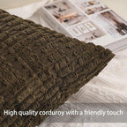 Aegero Pack of 2 Corduroy Decorative Throw Pillow Covers 12x20 InchSoft Striped Pillow Covers Modern Farmhouse Home Decor for Sofa Living Room Couch Bed（Green）