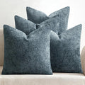 MIULEE Pack of 4 Couch Throw Pillow Covers 18x18 Inch Navy Blue Soft Decorative Chenille Pillow Covers Farmhouse Accent Cushion Covers for Boho Home Decor Sofa Bedroom Living Room