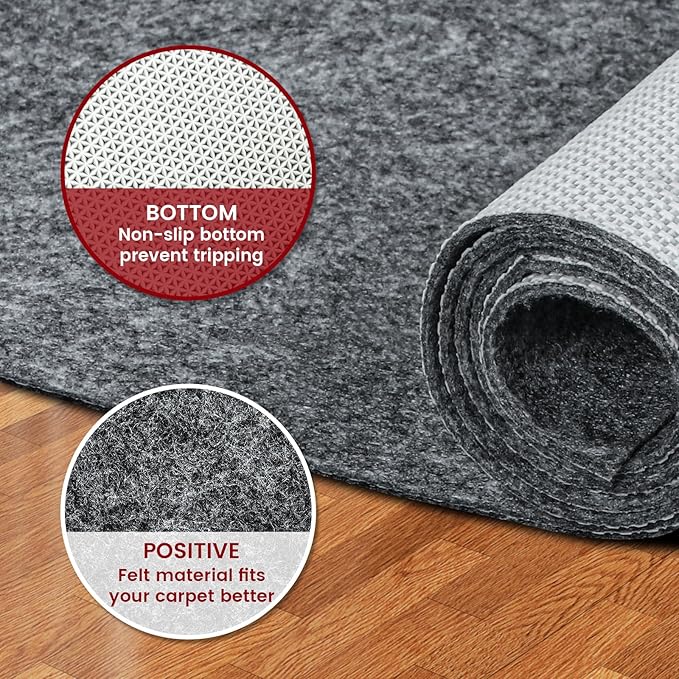 Waterproof Rug Pad, 2x3 ft Area Rug Non-Slip Carpet Pad, Non-Slip Rug Pads for All Floors and Finishes, Felt Pad for Hardwood Floors, Keeps Carpets in Place Soft and Safe