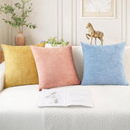 CaliTime Throw Pillow Covers Decorative 20 X 20 Inches Pack of 2 Cozy Chenille Cushion Cases for Couch Sofa Bed Living Room Home Baby Blue