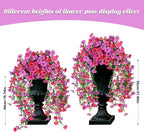 2PCS Artificial Flowers for Outdoors, UV Resistant Fake Silk Flowers for Outside, Realistic Faux Plants for Hanging Baskets, Planters - Porch, Patio, Garden Décor (Purple)