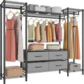 VIPEK V20 Wire Garment Rack Heavy Duty Clothes Rack, Metal Clothing Rack with 6 Shelves, 3 Hang Rods & 4 Fabric Drawers, Compact Wardrobe Closet, 56.7" L x 14.6" W x 70.9" H, Black