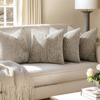 MIULEE Pack of 4 Couch Throw Pillow Covers 18x18 Inch Khaki Soft Decorative Chenille Pillow Covers Farmhouse Accent Cushion Covers for Boho Home Decor Sofa Bedroom Living Room