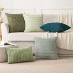 MIULEE Pack of 2 Corduroy Decorative Throw Pillow Covers 20x20 Inch Soft Boho Striped Pillow Covers Modern Farmhouse Home Decor for Summer Coastal Sofa Living Room Couch Bed Teal