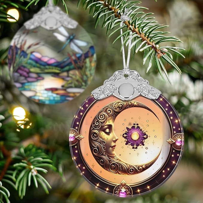 Sun and Moon Stained Glass Orament - Christmas Ornament - Christmas Decorations for Tree - Holiday Present ldeas - Gift Exchange