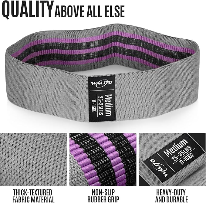 WALITO Resistance Bands for Working Out, Fabric Exercise Bands for Legs and Butt, Workout Bands for Women and Men, Booty Band for Yoga Starter Set, Pilates, Rehab, Fitness and Home Workout