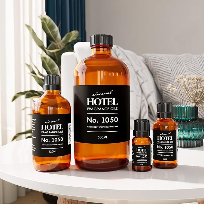 AirScent Warm Vanilla Hotel Diffuser Oil No. 1050 - Marshmallow Vanilla Tonka Bean - Premium Fragrance Oil for Ultrasonic and Waterless Diffusers and Crafting - 10 mL, 0.34 fl oz Dropper Bottle