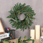 4 Pcs Artificial Green Olive Wreaths Greenery Wreath with Olive Leaves Mini Green Kitchen Cabinet Wreaths Swag Spring Summer Wreath for Front Door Porch Wall Window Farmhouse Wedding Decoration